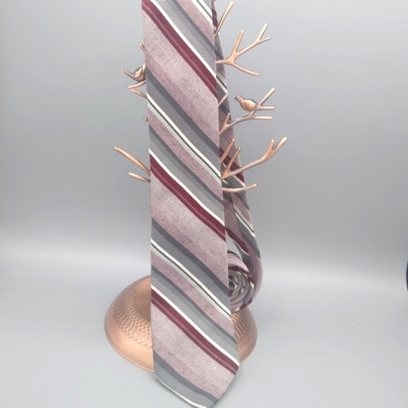 Michelle Wool Blend Slubbed Regimental Striped Tie Vintage - Picture 1 of 10